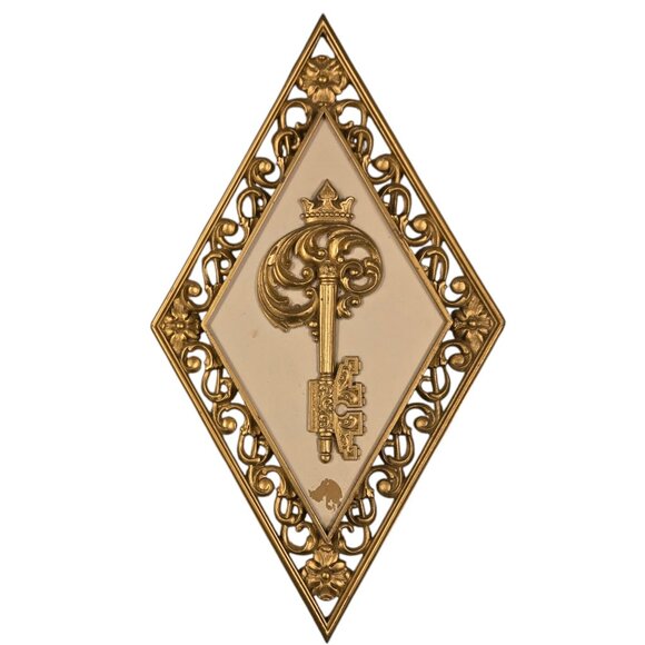 Vintage Ornate Key Design Hollywood Regency Syroco Wall Art Plaque - Picture 1 of 16